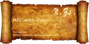 Németh Zseni névjegykártya